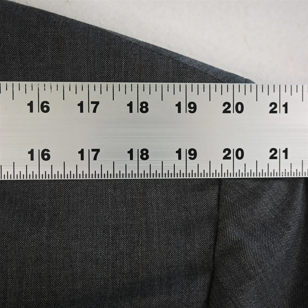 Vtg USA Double Breasted 42L Gray Sharkskin Wool Blazer Suit Jacket Sport Coat